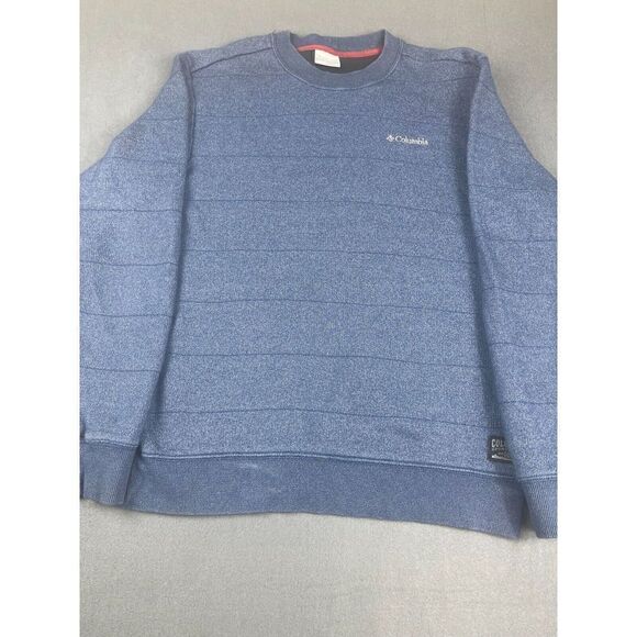 Columbia Pullover Sweatshirt Men's M Blue Striped Cotton Crew Neck Long Sleeve - Picture 1 of 8